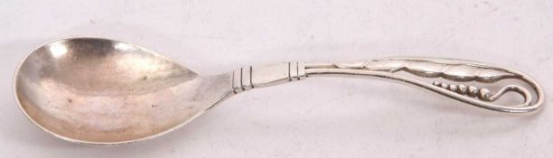 A Georg Jensen Danish silver jam spoon, no 42, Blossom pattern, struck to the reverse with makers