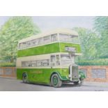 Paul Lightman (20th century) - South Down Double Decker Bus, watercolour on paper, signed lower