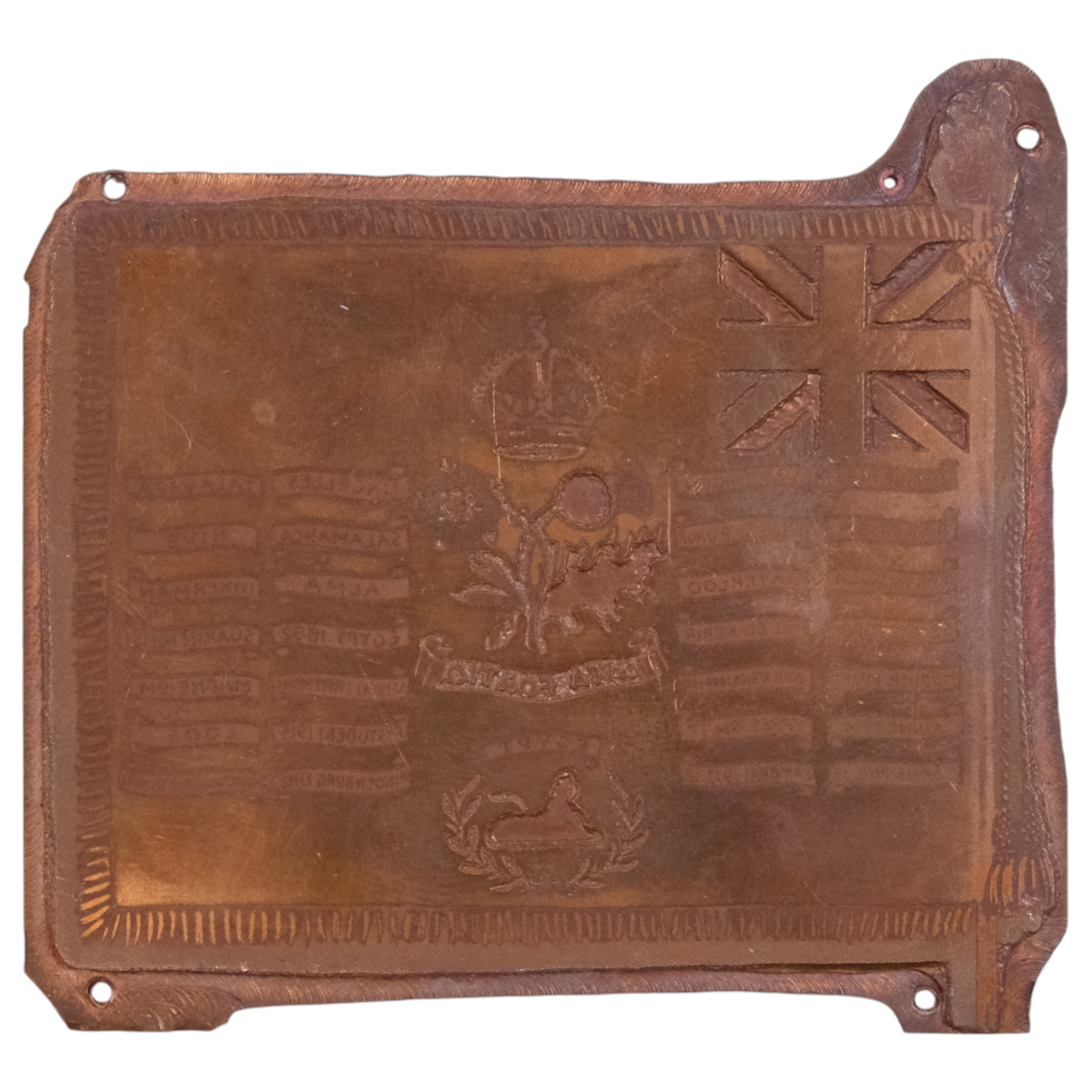 A pair of early 20th Century British Army copper printing plates ...