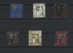 Privatpost Hamburg "Hamonia W. Krantz" 6 Marken auf Karton geklebt