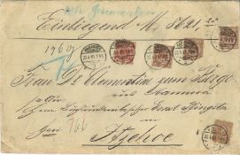 Wertbrief Kaiserreich von 1890 nach Itzehoe