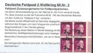 Deutsche Feldpost 2. Weltkrieg. Feldpost-Zulassungsmarke für Feldpostpäckchen.