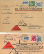 Lot Nachnahme Belege BRD Posthorn, insgesamt 10 Stück.