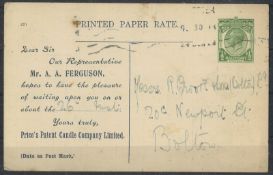 Ganzsachen England Price´s Patent Candle Company, gelaufen