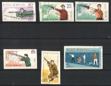 Rumänien 1965 "Europameister im Schießen" Mi. Nr. 2413-18. Gestempelt ungezähnt