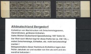Altdeutschland Bergedorf Kollektion von Nachdrucken mit Zwischenstegpaaren, Viererblöcken,