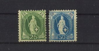 Schweiz 1882-07 "stehende Helvetia" Mi. Nr. 59+62