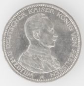 Deutsches Kaiserreich Preußen 1913, 5 Mark - Silbermünze "Wilhelm II.". Erhaltung: vz.