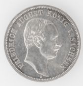 Deutsches Kaiserreich Sachsen 1909, 3 Mark - Silbermünze "Friedrich August. Erhaltung: ss.
