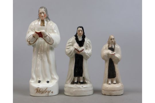 3 Antique ceramic figurines of Rev John Wesley - Image 1 of 3