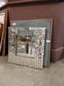 Two modern square framed wall mirrors
