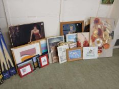 A large collection of prints, pictures, embroideries, etc