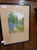 A framed and glazed print titled 'The Floral Path'