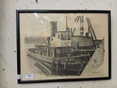A framed and glazed picture depicting SS Tartar after M A Dean