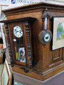 A pendulum wall clock along with a small banjo barometer (A/F)
