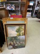 A collection of assorted pictures to include country frames, architectural interest, etc