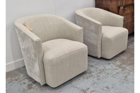 BESPOKE SOFA LONDON ARMCHAIRS, a pair, on swivel bases, 72cm W x 76cm D x 75cm H. (2) - Image 2 of 5