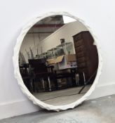 WALL MIRROR, circular, with a cream naturalistic frame, 87cm W.