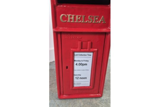 REPRODUCTION POST BOX, red painted cast metal, 58cm H x 24cm W x 38cm D. - Image 4 of 5