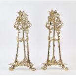 EASELS, a pair, gilt metal, 60cm H. (2)