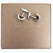 BVLGARI. A PAIR OF SILVER CUFFLINKS.