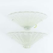 MURANO GLASS BOWL WALL LIGHTS, A PAIR.