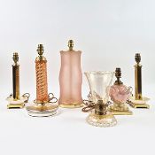 MURANO GLASS TABLE LAMPS, A COLLECTION OF 6, VARIOUS.