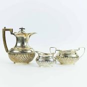 A SILVER TEA SET. (3).
