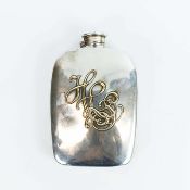 TIFFANY AND CO. LARGE EARLY 20TH CENTURY STERLING SILVER HIP FLASK.