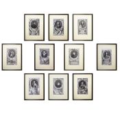 JACOBUS HOUBRAKEN (1698-1780). THE HEADS OF ILLUSTRIOUS PERSONS OF GREAT BRITAIN (10).