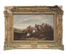 PHILIPS WOUWERMAN (DUTCH 1619-1668). CAVALRY BATTLE SCENE.