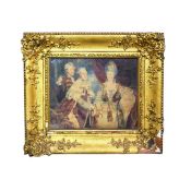 SIR JOSHUA REYNOLDS. After. GEORGE, 2ND EARL HARCOURT, HIS WIFE ELIZABETH, AND BROTHER WILLIAM.