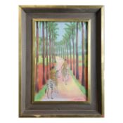 COQUE MARTINEZ (SPANISH 1926-2009). FIGURES ON ZEBRABACK.