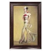 AFTER CHEN CHENGWEI. WHITE DRESS AND FAN.