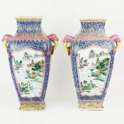 CHINESE STYLE VASES, A PAIR.