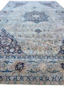 ANTIQUE PERSIAN KERMAN LAVER HUNTING DESIGN CARPET.