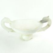 A SWAN NECK ALABASTER CENTER PIECE BOWL.