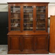 LATE VICTORIAN WALNUT LIBRARY BOOKCASE.