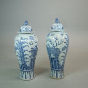 TEMPLE JARS, A PAIR.