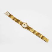 AN EXACTUS 18CT GOLD WRIST WATCH.