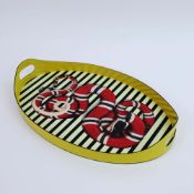 A GUCCI DECOR SNAKE TRAY AND PAPERWEIGHT. (2).