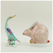 A HEREND CORMORANT AND RABBIT. (2).