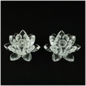 A PAIR OF SWAROVSKI WATERLILLY CANDLESTICKS (2).