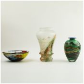 THREE PIECES OF MURANO GLASS.