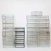 A LARGE COLLECTION OF ETCHED MONOGRAMMED GLASS TRINKET DISHES (QTY).