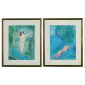 AFTER MARC CHAGALL. 2 X OFFSET LITHOGRAPHS FROM DAPHNIS AND CHLOE.