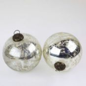 A PAIR OF LARGE EGLOMISE BAUBLES (2).