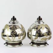 A PAIR OF EGLOMISE LATERN SHADES (2).