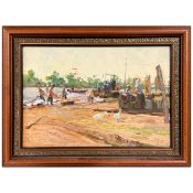 NIKOLAI KIRILLOVICH RUDIKOV (RUSSIAN B.1930). UNLOADING THE CATCH.