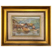 YACOB GOUSLISTI (20TH CENTURY RUSSIAN). MILKING THE COWS.